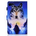 For Samsung Galaxy Tab A9 Colored Drawing Stitching Flip Leather Tablet Case(Wolf)