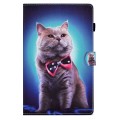 For Samsung Galaxy Tab A9+ Colored Drawing Smart Leather Tablet Case(Bow Tie Cat)