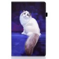 For Samsung Galaxy Tab A9+ Colored Drawing Elastic Band Smart Leather Tablet Case(White Cat)