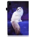 For Samsung Galaxy Tab A9+ Colored Drawing Elastic Band Smart Leather Tablet Case(White Cat)