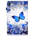 For Samsung Galaxy Tab A9 Colored Drawing Elastic Band Smart Leather Tablet Case(Flower Butterfly)