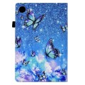 For Samsung Galaxy Tab A9 Colored Drawing Stitching Elastic Band Leather Smart Tablet Case(Butterfly