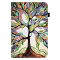 For Samsung Galaxy Tab A9 Colored Drawing Stitching Elastic Band Leather Smart Tablet Case(Life Tree