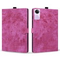 For Xiaomi Redmi Pad SE Cartoon Sakura Cat Embossed Leather Tablet Case(Rose Red)