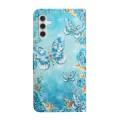 For Samsung Galaxy A54 Oil Embossed 3D Drawing Leather Phone Case(Blue Butterflies)