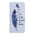 For Samsung Galaxy A04 Oil Embossed 3D Drawing Leather Phone Case(Blue Feather)