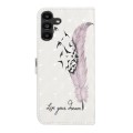 For Samsung Galaxy A04s Oil Embossed 3D Drawing Leather Phone Case(Feather)