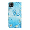For Samsung Galaxy A22 4G Oil Embossed 3D Drawing Leather Phone Case(Blue Butterflies)