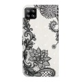 For Samsung Galaxy A22 4G Oil Embossed 3D Drawing Leather Phone Case(Lace Flower)