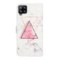 For Samsung Galaxy A22 4G Oil Embossed 3D Drawing Leather Phone Case(Triangular Marble)