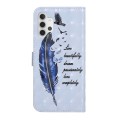 For Samsung Galaxy A32 4G Oil Embossed 3D Drawing Leather Phone Case(Blue Feather)