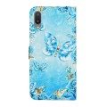 For Samsung Galaxy A02 Oil Embossed 3D Drawing Leather Phone Case(Blue Butterflies)