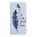 For Samsung Galaxy A02 Oil Embossed 3D Drawing Leather Phone Case(Blue Feather)