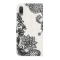 For Samsung Galaxy A02 Oil Embossed 3D Drawing Leather Phone Case(Lace Flower)