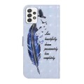 For Samsung Galaxy A53 Oil Embossed 3D Drawing Leather Phone Case(Blue Feather)