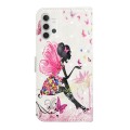 For Samsung Galaxy A32 5G Oil Embossed 3D Drawing Leather Phone Case(Flower Fairy)