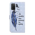 For Samsung Galaxy A02s 164mm Oil Embossed 3D Drawing Leather Phone Case(Blue Feather)