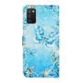 For Samsung Galaxy A02s EU Oil Embossed 3D Drawing Leather Phone Case(Blue Butterflies)