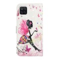 For Samsung Galaxy A12 Oil Embossed 3D Drawing Leather Phone Case(Flower Fairy)