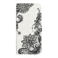 For Samsung Galaxy A12 Oil Embossed 3D Drawing Leather Phone Case(Lace Flower)