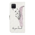 For Samsung Galaxy A12 Oil Embossed 3D Drawing Leather Phone Case(Feather)