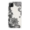 For Samsung Galaxy A42 5G Oil Embossed 3D Drawing Leather Phone Case(Lace Flower)