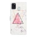 For Samsung Galaxy A21s Oil Embossed 3D Drawing Leather Phone Case(Triangular Marble)