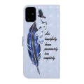 For Samsung Galaxy A71 4G Oil Embossed 3D Drawing Leather Phone Case(Blue Feather)