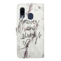 For Samsung Galaxy A20e Oil Embossed 3D Drawing Leather Phone Case(Words Marble)