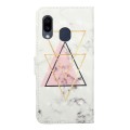 For Samsung Galaxy A20e Oil Embossed 3D Drawing Leather Phone Case(Triangular Marble)