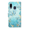 For Samsung Galaxy A40 Oil Embossed 3D Drawing Leather Phone Case(Blue Butterflies)