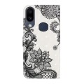 For Samsung Galaxy A40 Oil Embossed 3D Drawing Leather Phone Case(Lace Flower)