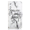 For Samsung Galaxy A40 Oil Embossed 3D Drawing Leather Phone Case(Words Marble)