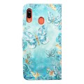 For Samsung Galaxy A20 / A30 Oil Embossed 3D Drawing Leather Phone Case(Blue Butterflies)