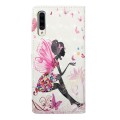 For Samsung Galaxy A50 Oil Embossed 3D Drawing Leather Phone Case(Flower Fairy)