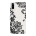 For Samsung Galaxy A50 Oil Embossed 3D Drawing Leather Phone Case(Lace Flower)