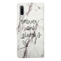 For Samsung Galaxy A50 Oil Embossed 3D Drawing Leather Phone Case(Words Marble)