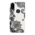 For Samsung Galaxy M20 Oil Embossed 3D Drawing Leather Phone Case(Lace Flower)