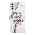 For Samsung Galaxy M23 Oil Embossed 3D Drawing Leather Phone Case(Words Marble)