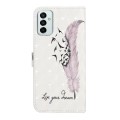 For Samsung Galaxy M23 Oil Embossed 3D Drawing Leather Phone Case(Feather)