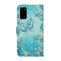 For Samsung Galaxy Note20 Oil Embossed 3D Drawing Leather Phone Case(Blue Butterflies)
