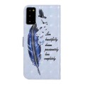 For Samsung Galaxy Note20 Oil Embossed 3D Drawing Leather Phone Case(Blue Feather)