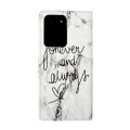 For Samsung Galaxy S20 Ultra Oil Embossed 3D Drawing Leather Phone Case(Words Marble)