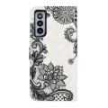 For Samsung Galaxy S21 5G Oil Embossed 3D Drawing Leather Phone Case(Lace Flower)