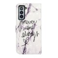 For Samsung Galaxy S21 5G Oil Embossed 3D Drawing Leather Phone Case(Words Marble)