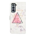 For Samsung Galaxy S21 5G Oil Embossed 3D Drawing Leather Phone Case(Triangular Marble)