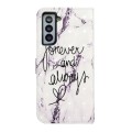 For Samsung Galaxy S21+ 5G Oil Embossed 3D Drawing Leather Phone Case(Words Marble)