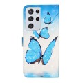 For Samsung Galaxy S21 Ultra 5G Oil Embossed 3D Drawing Leather Phone Case(3 Butterflies)