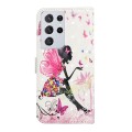 For Samsung Galaxy S21 Ultra 5G Oil Embossed 3D Drawing Leather Phone Case(Flower Fairy)