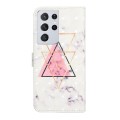 For Samsung Galaxy S21 Ultra 5G Oil Embossed 3D Drawing Leather Phone Case(Triangular Marble)